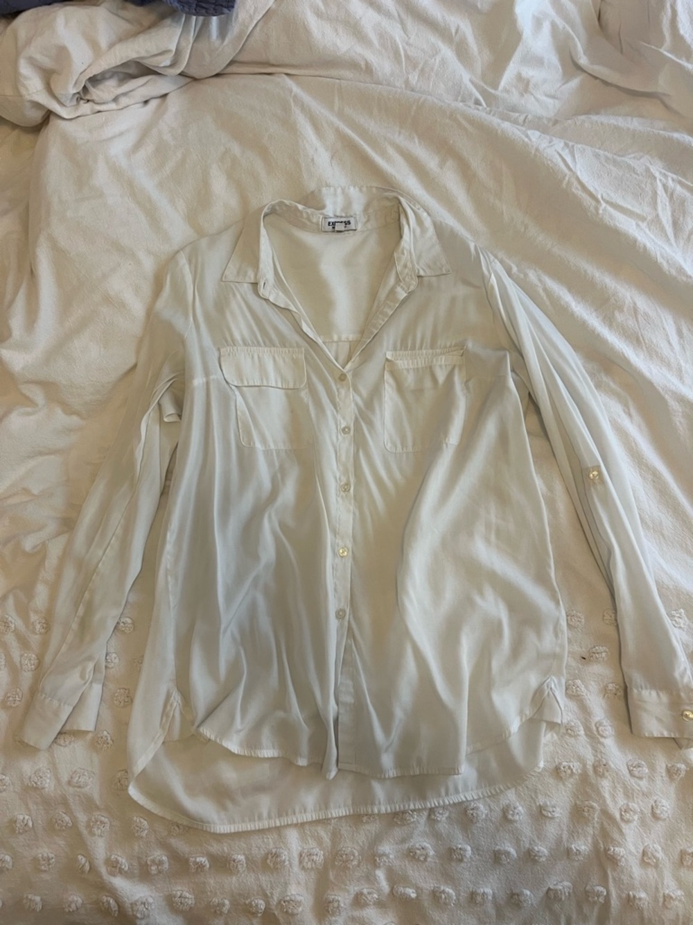 Express white Button-Up Shirt sheer
